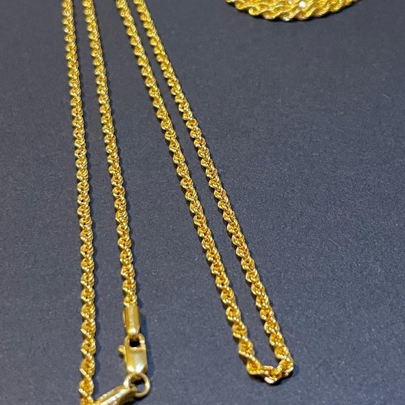 14K Solid Gold Rope Chain Necklace,24 inches 2.5mm - Picture 12 of 17
